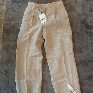 Reformation Alex Linen Mid Rise Cropped Pant Natural - Size 4